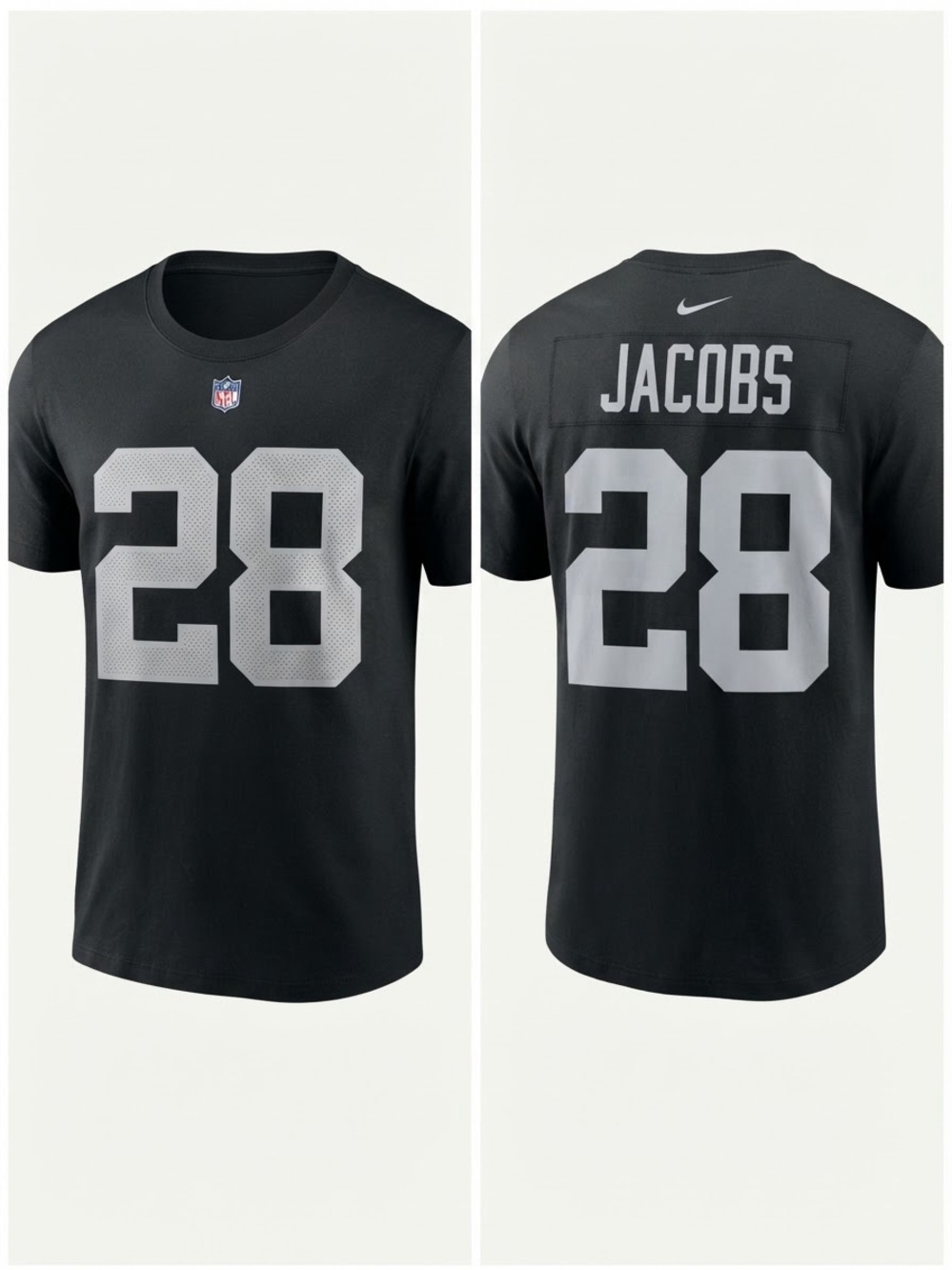 Nike NFL Las Vegas Raiders Josh Jacobs #28 Black Tee Shirt Size S